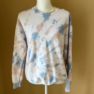 Custom Tie Dye Crew Sweatshirt Blue/Tan Unisex Med